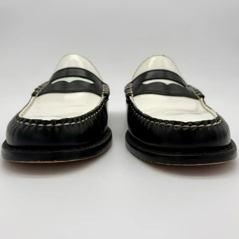 G.H. Bass Weejuns Two Tone Penny Loafer Mule Slides Black White Size 6